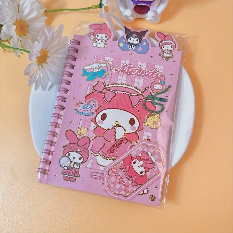 DIY Journal Kit with Coil Notebook Stickers and Charms for Teens and Adults in Blue Purple Pink