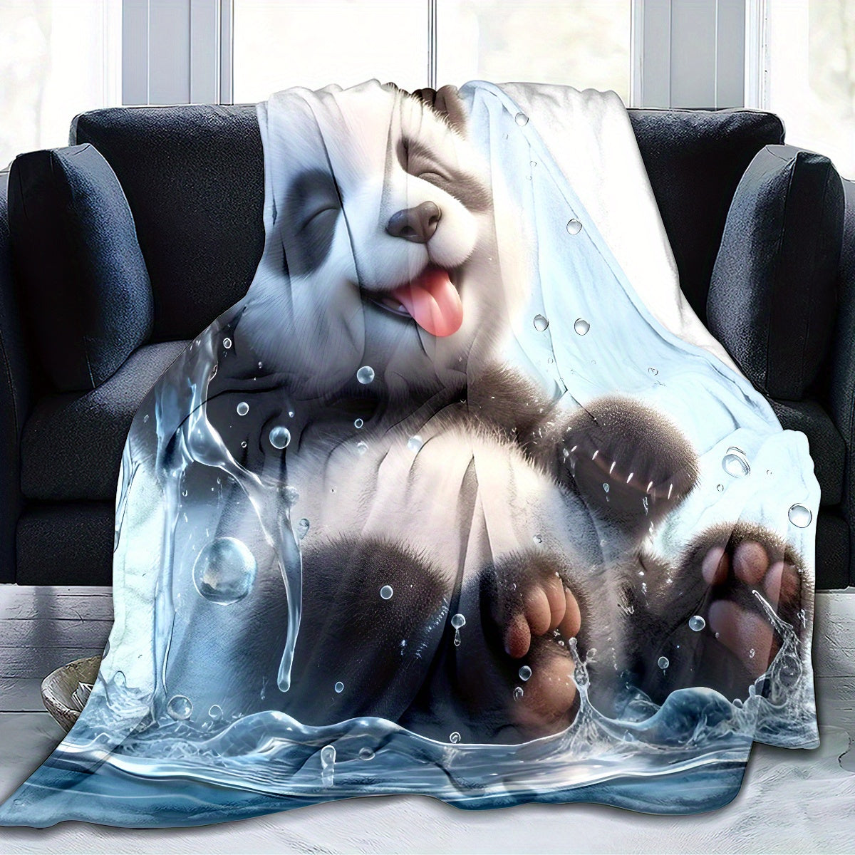 Manta de franela estilo bohemio con diseño de panda, hipoalergénica, para todas las estaciones, de punto, para sofá, cama o camping