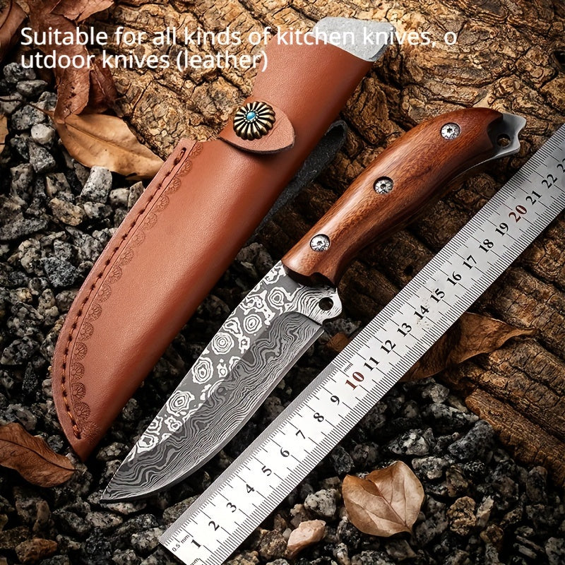 Handcrafted Leather Knife Sheath for Chef and Outdoor Knives with Snap Closure