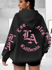 Women's Hoodie Sweatshirt with Long Sleeves and Los Angeles Print Casual Oversized