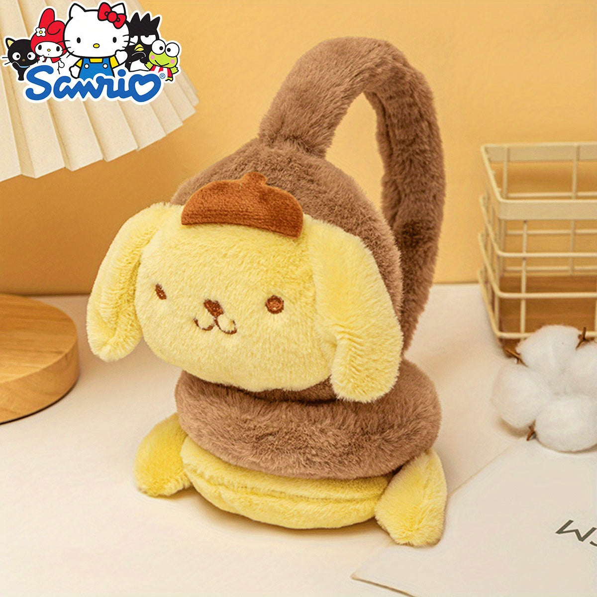 Уютные вязаные зимние наушники для женщин с милыми мультяшными персонажами Sanrio - Помпом Пурин, Синнаморолл, МайМелоди, Куроми