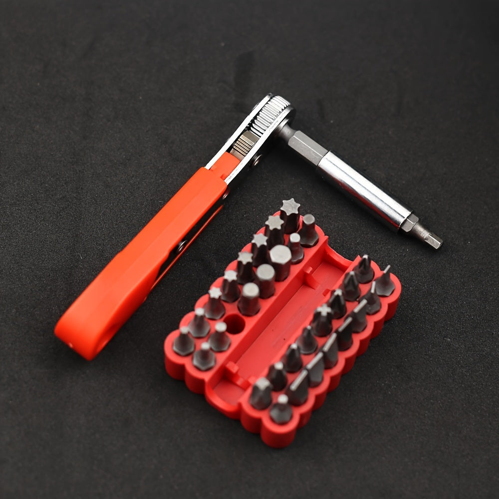 Mini Ratchet Wrench Set with Screwdriver Head, Anti-Slip Steel, Compact, Two-Way