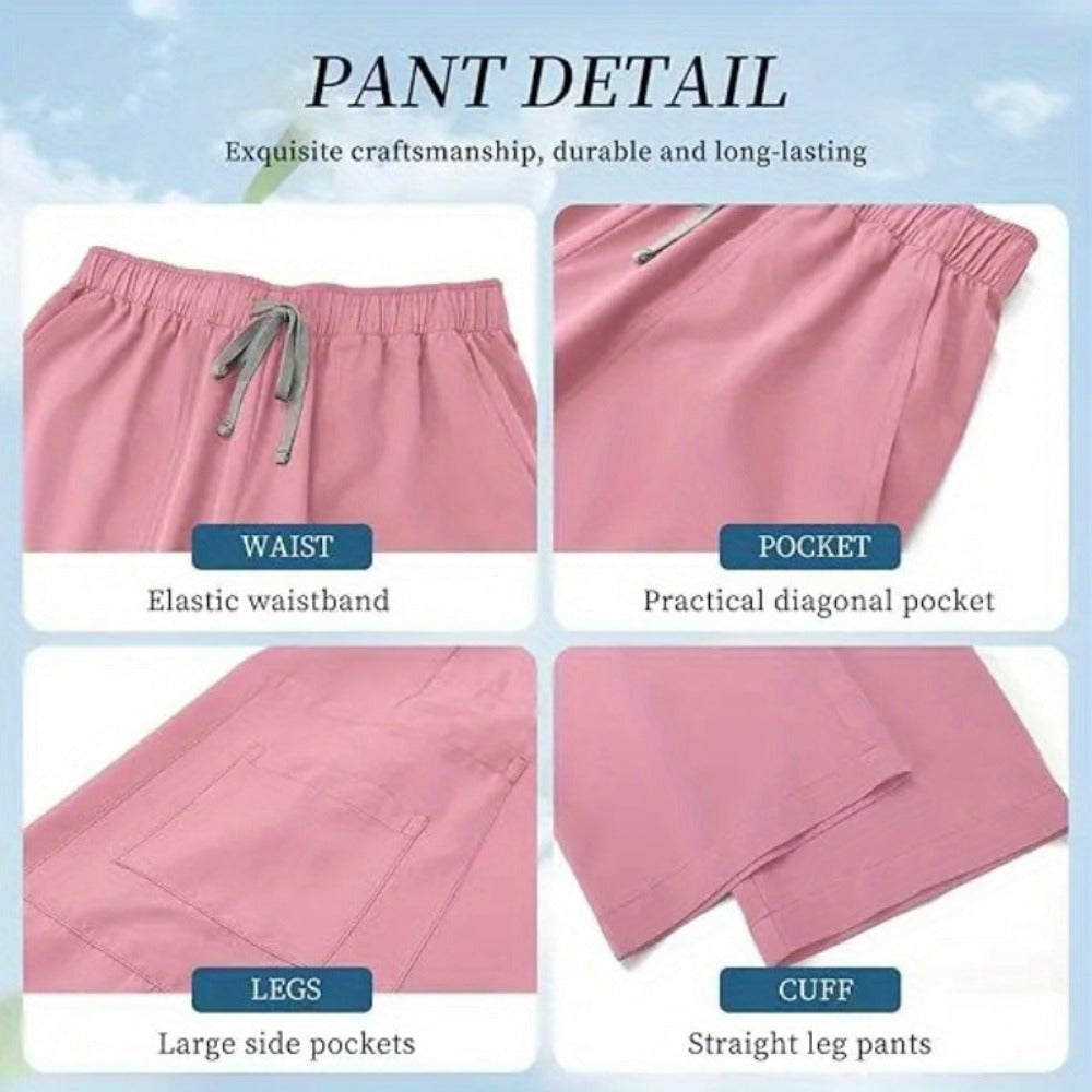 Nursing Uniforms for Hospital and Salon Short Sleeve Surgical Clothing with Zipper and Collar