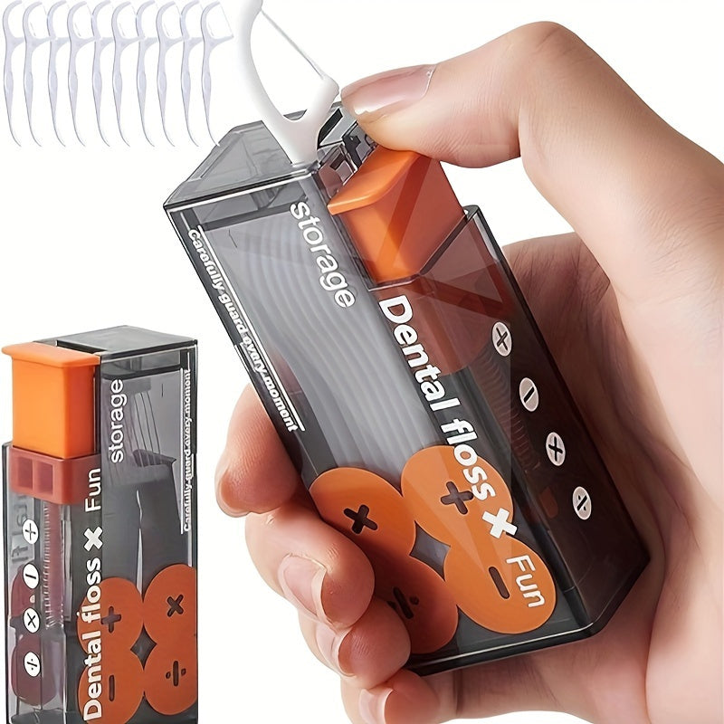 Portable Dental Floss Dispenser with Automatic Toothpick Holder Durable PE Material Stylish Lighter Design for Travel and Home