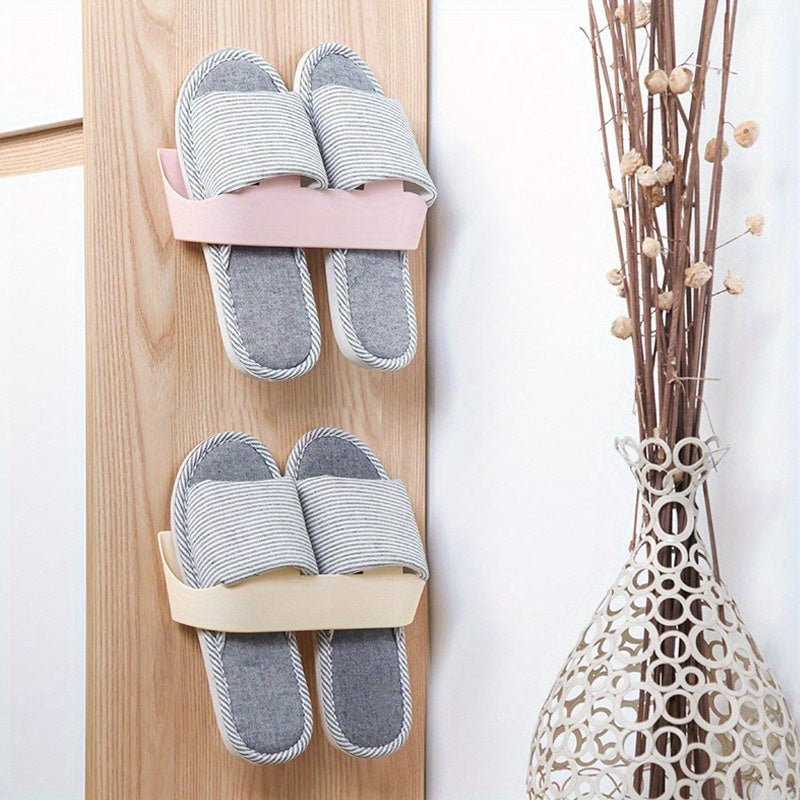 Wall-Mounted Shoe Rack Space Saver Plastic Slipper Holder Bathroom Organizer