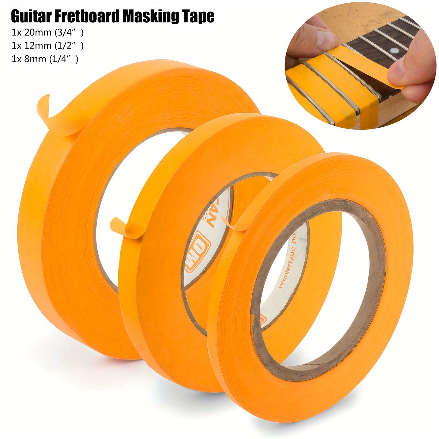 3-Pack Yellow PVC Guitar Fretboard Protector Tape for Electric and Bass Repair