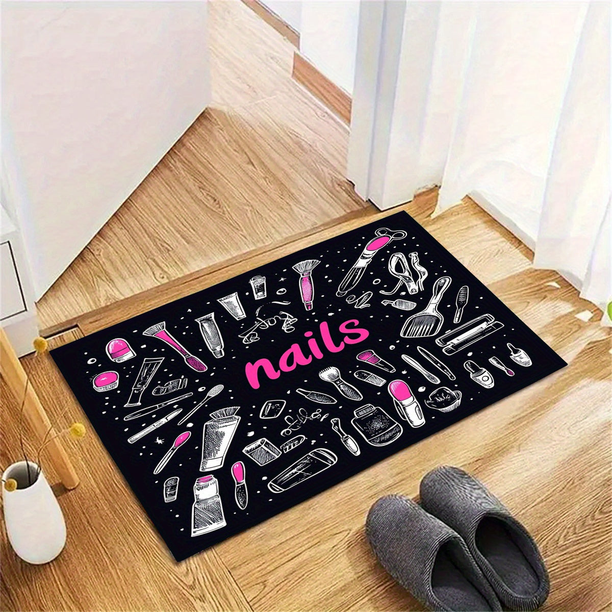 Polyester Doormat 1PC Rectangle Rug Anti-Slip Fade Resistant Moisture Barrier for Entrance Bedroom Living Room