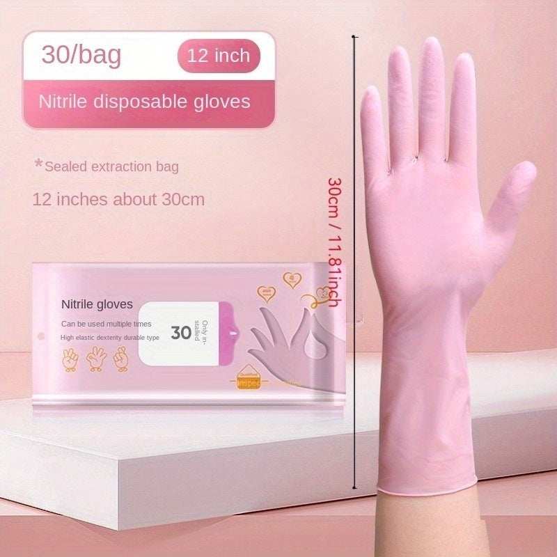 Ayollar uchun qo'l yuvish - suv o'tkazmaydigan, kukunsiz, antibakterial; oshxona, hammom, hojatxona uchun ideal; qulay moslik uchun moslashuvchan va silikonli, mustahkam nitril oziq-ovqat darajasidagi idish yuvish qo'lqoplari.