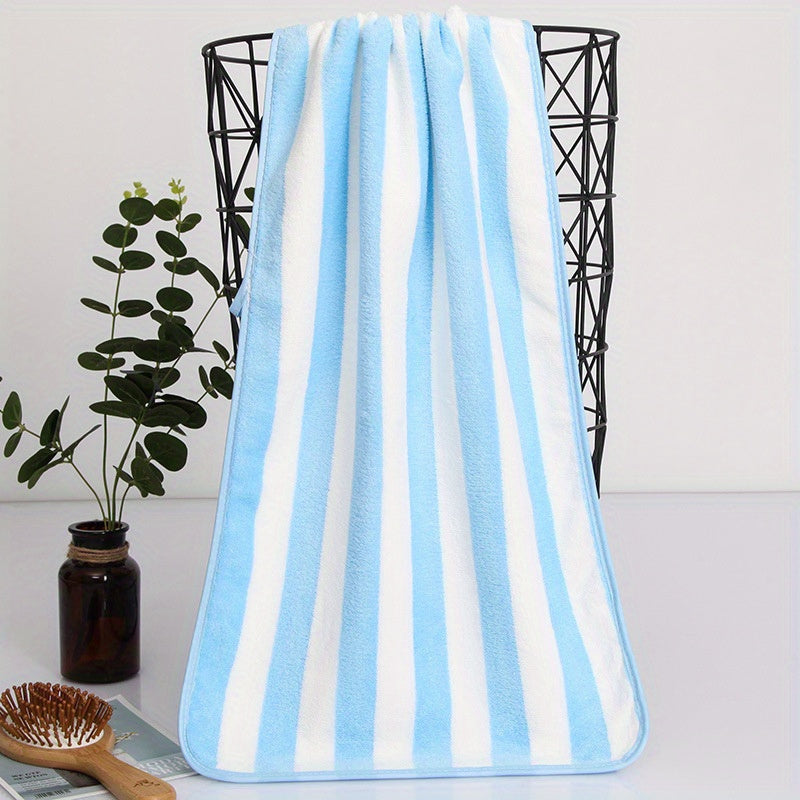 Kundalik zaruratlar: Chiziqli dizaynga ega tez quriydigan koral fliys sochiq to'plami va qalin singdiruvchi material, soch to'kilishi yo'q.