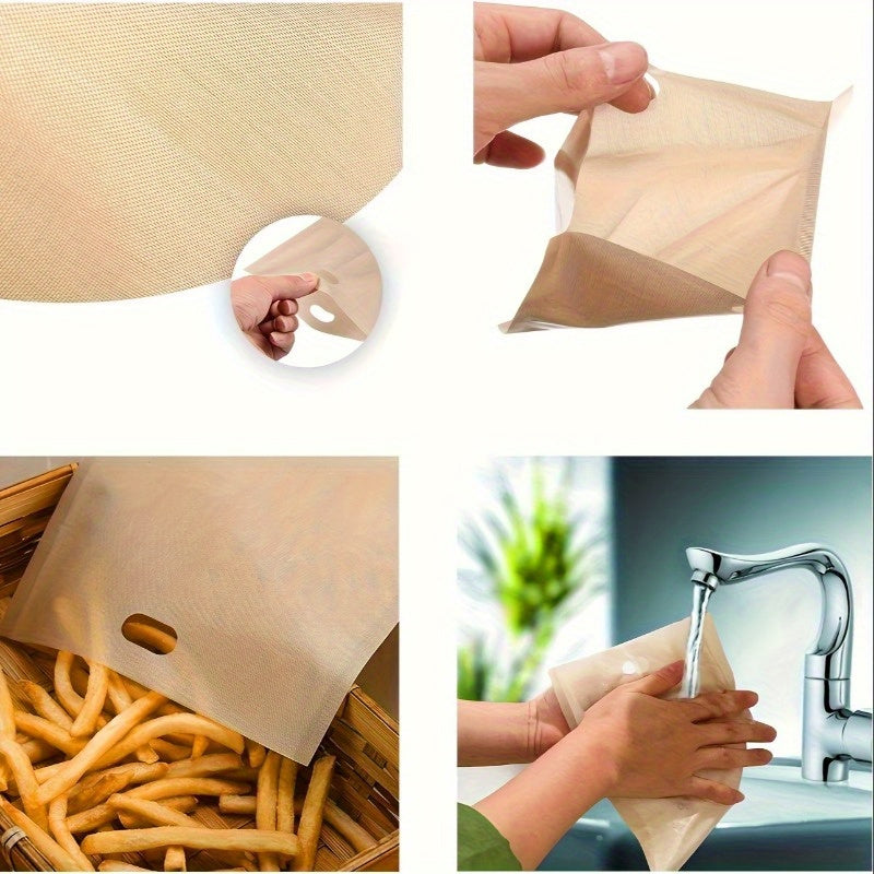 5 ta qayta ishlatiladigan yopishmaydigan toster sumkalar to'plami 6.3x6.5 dyuym, qovurilgan pishloq, pizza, panini uchun