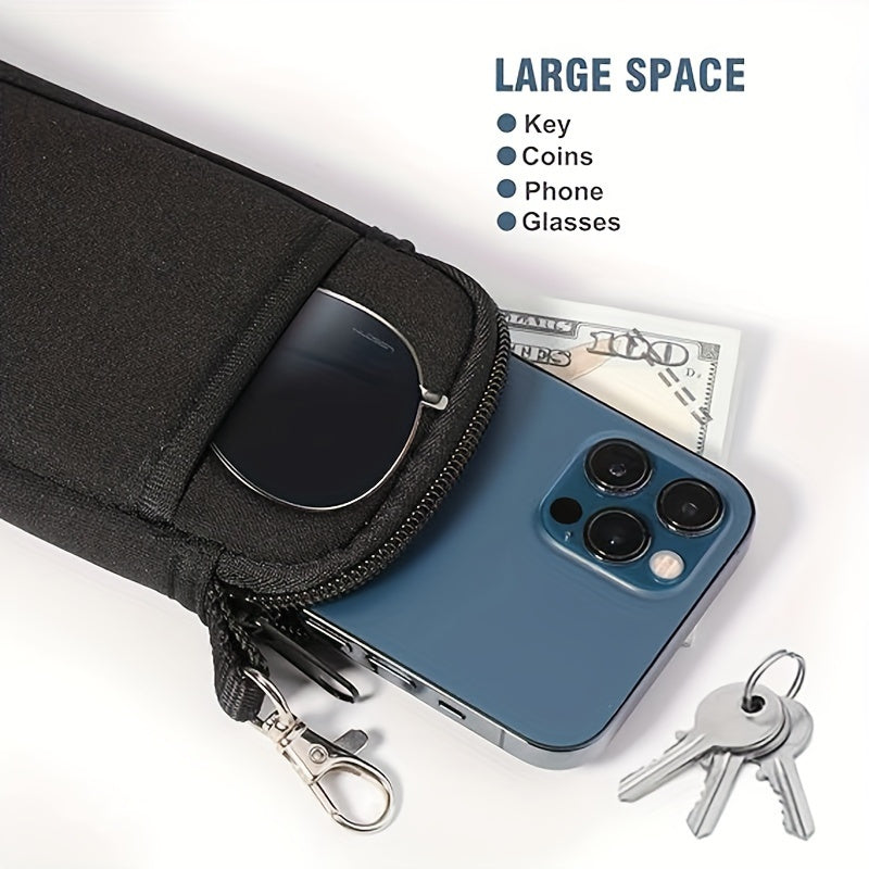 Neoprene Glasses Case with Zipper and Carabiner Lightweight Double Glasses Holder