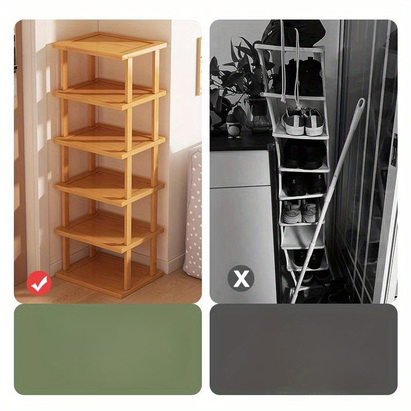 Compact Multi-Level Shoe Organizer for Small Spaces, Sturdy Wood, Sleek Design