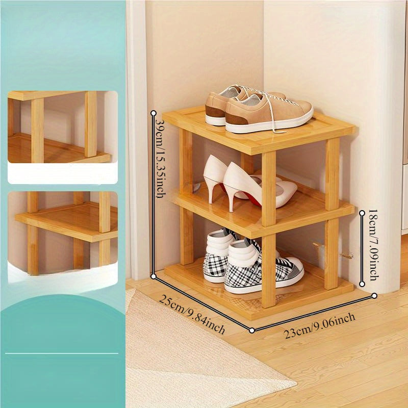 Compact Multi-Level Shoe Organizer for Small Spaces, Sturdy Wood, Sleek Design