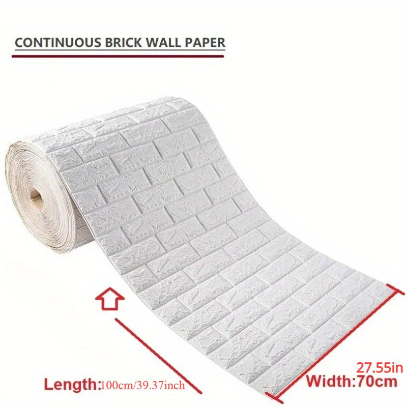 Self-Adhesive 3D Brick Wall Wallpaper Stickers Stone and Wood Texture 100cm Roll