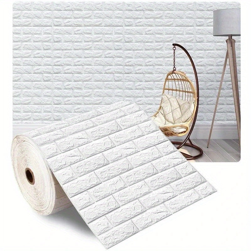 Self-Adhesive 3D Brick Wall Wallpaper Stickers Stone and Wood Texture 100cm Roll