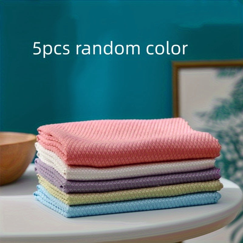 5pcs Glass Wiping Cloths for Mirrors Windows Screens Streak-Free Reusable