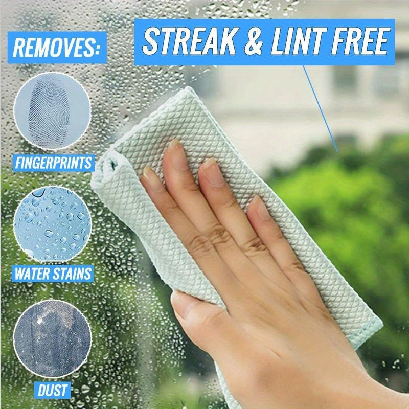 Set of 5 Glass Cleaning Cloths for Windows Mirrors Screens Streak-Free