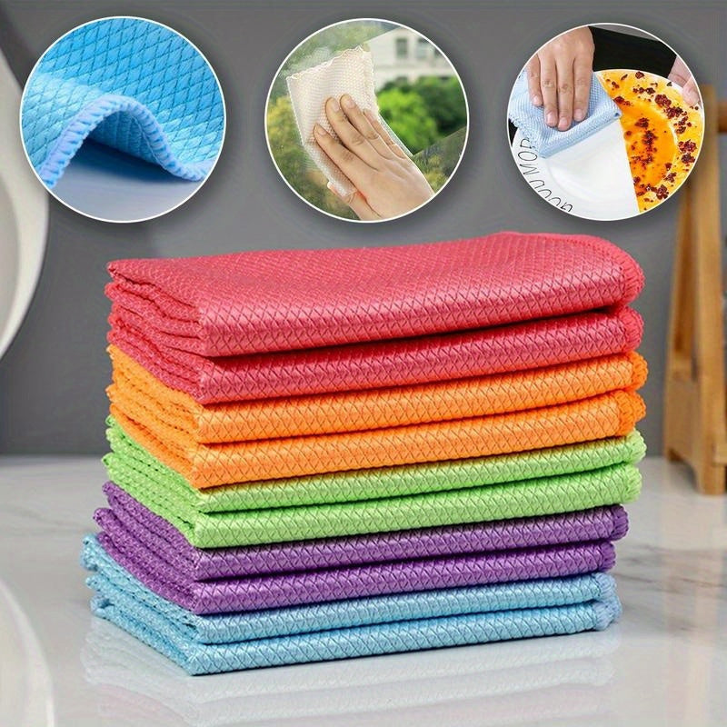 Set of 5 Glass Cleaning Cloths for Windows Mirrors Screens Streak-Free