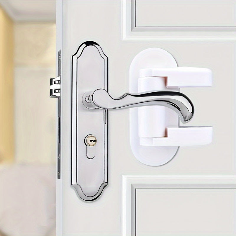 White Safety Door Lock Handle Secure from Theft No Tools Required