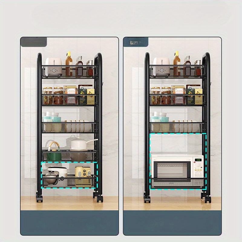 Compact Rolling Storage Cart with Multiple Layers for Bathroom Kitchen Bedroom