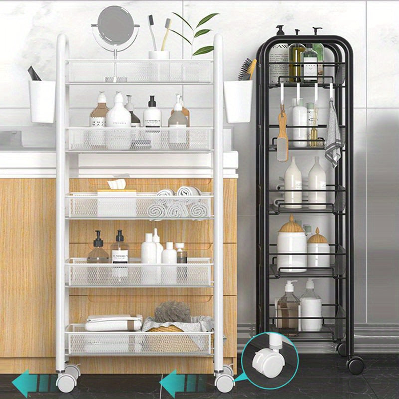 Compact Rolling Storage Cart with Multiple Layers for Bathroom Kitchen Bedroom