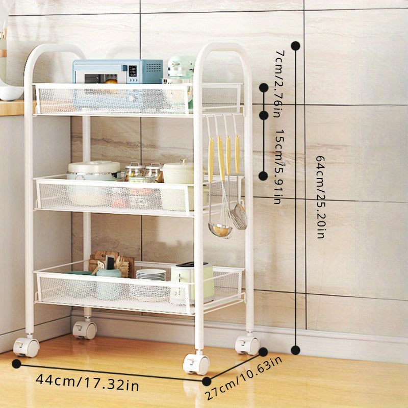 Compact Rolling Storage Cart with Multiple Layers for Bathroom Kitchen Bedroom