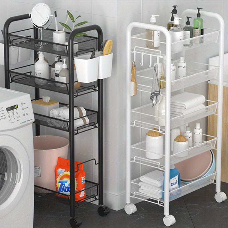 Compact Rolling Storage Cart with Multiple Layers for Bathroom Kitchen Bedroom
