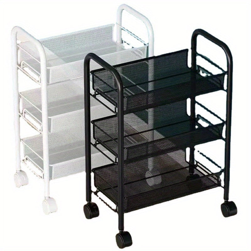 Compact Rolling Storage Cart with Multiple Layers for Bathroom Kitchen Bedroom