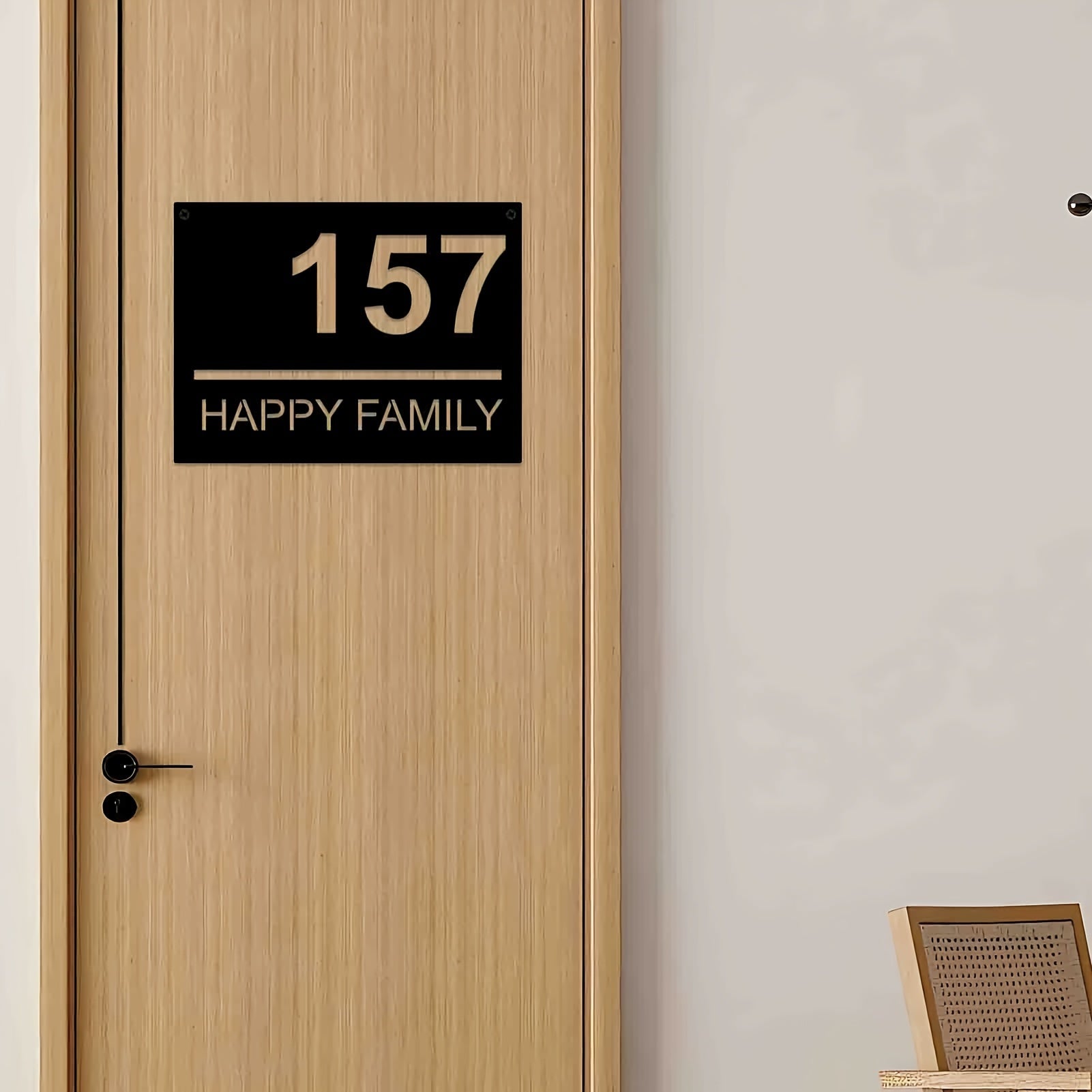 Customizable Metal Address Plaque Sturdy Iron House Number Sign Personalized Door Hanger Black