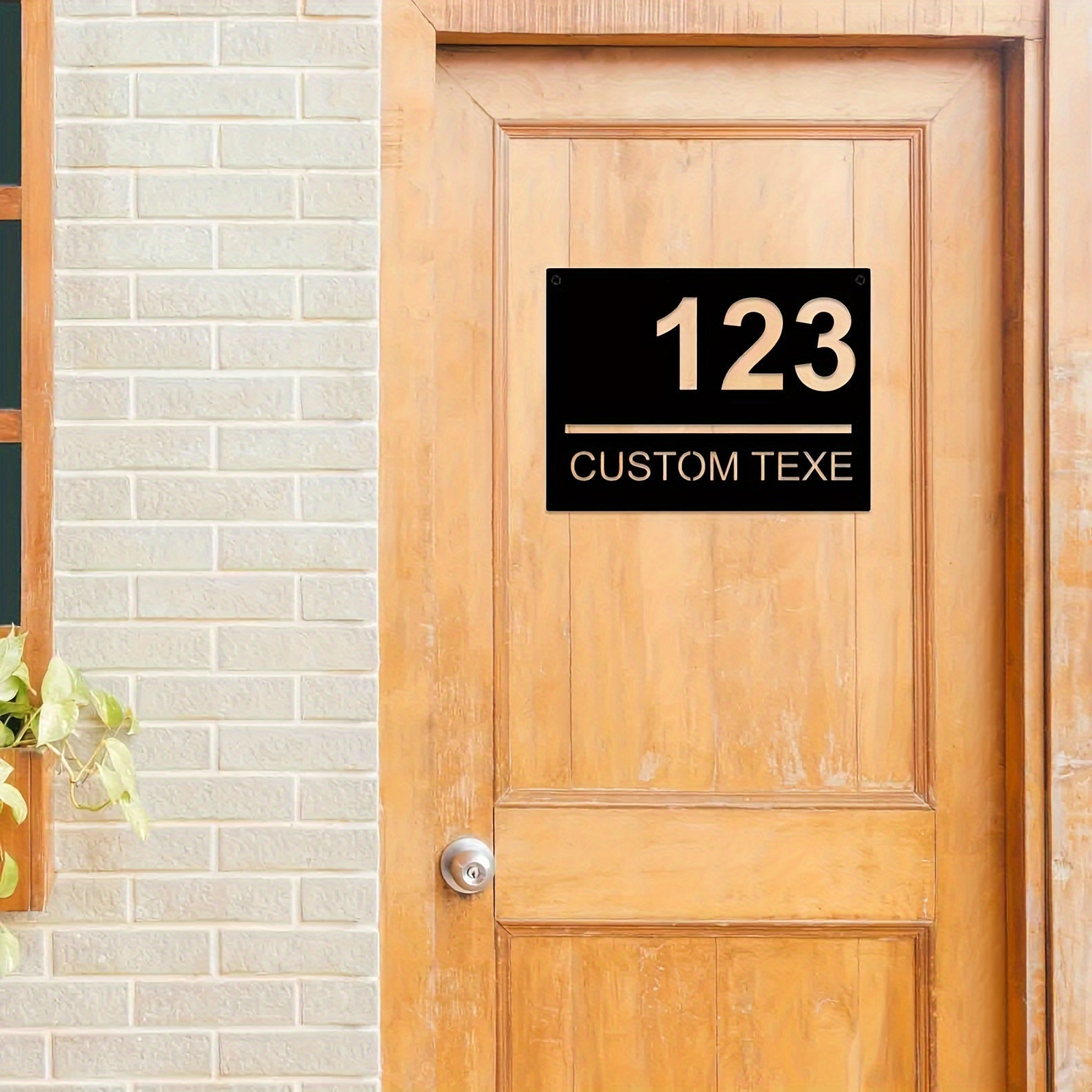 Customizable Metal Address Plaque Sturdy Iron House Number Sign Personalized Door Hanger Black