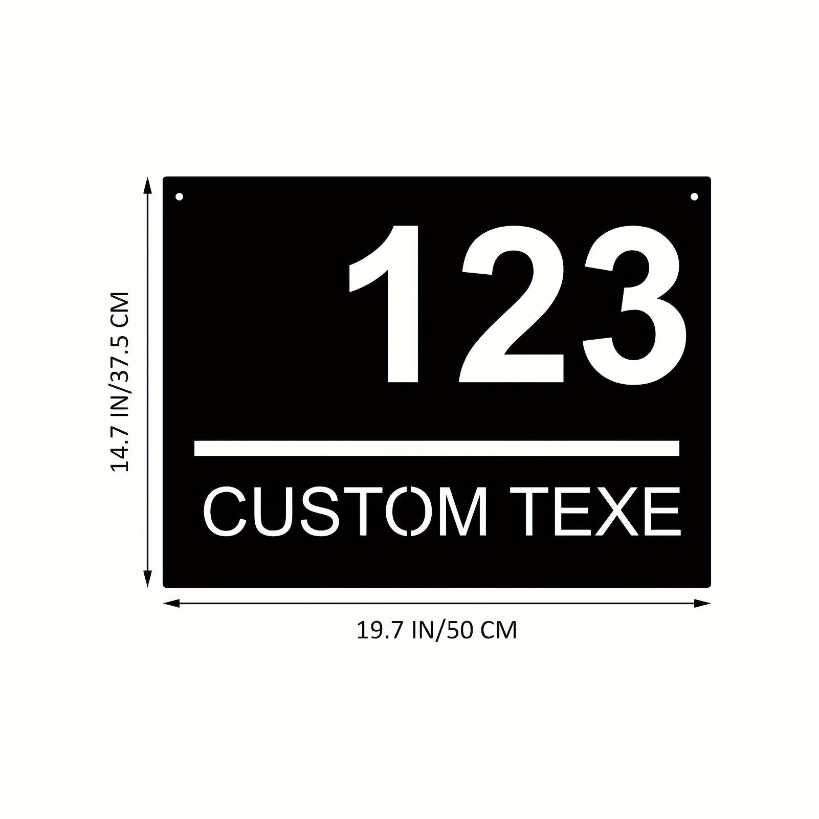 Customizable Metal Address Plaque Sturdy Iron House Number Sign Personalized Door Hanger Black