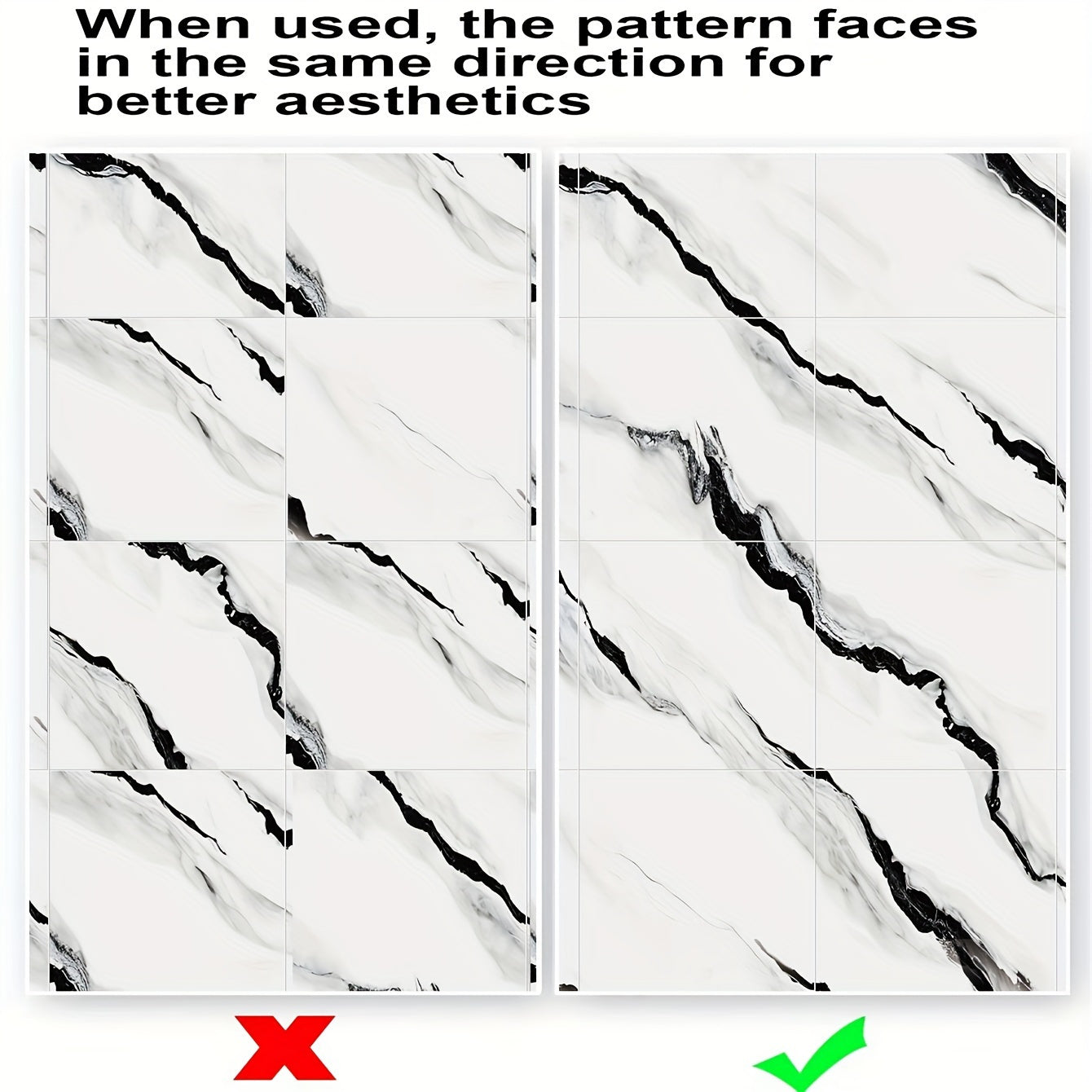 Self-Adhesive Faux Marble Wall Stickers Waterproof for Kitchen Bathroom Set of 30