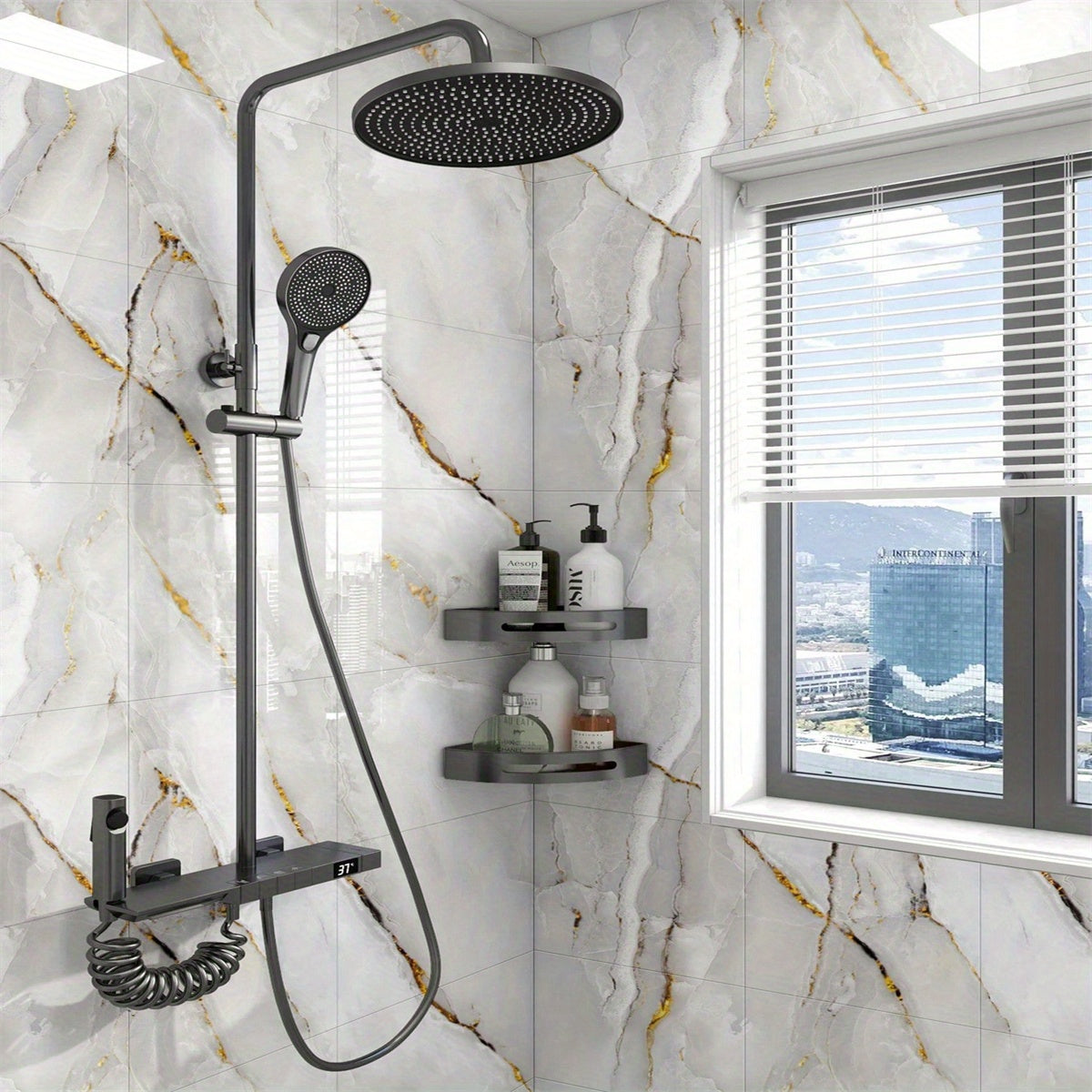 Self-Adhesive Faux Marble Wall Stickers Waterproof for Kitchen Bathroom Set of 30