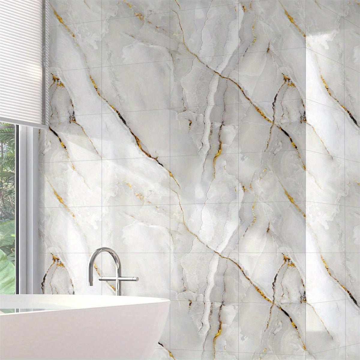 Self-Adhesive Faux Marble Wall Stickers Waterproof for Kitchen Bathroom Set of 30