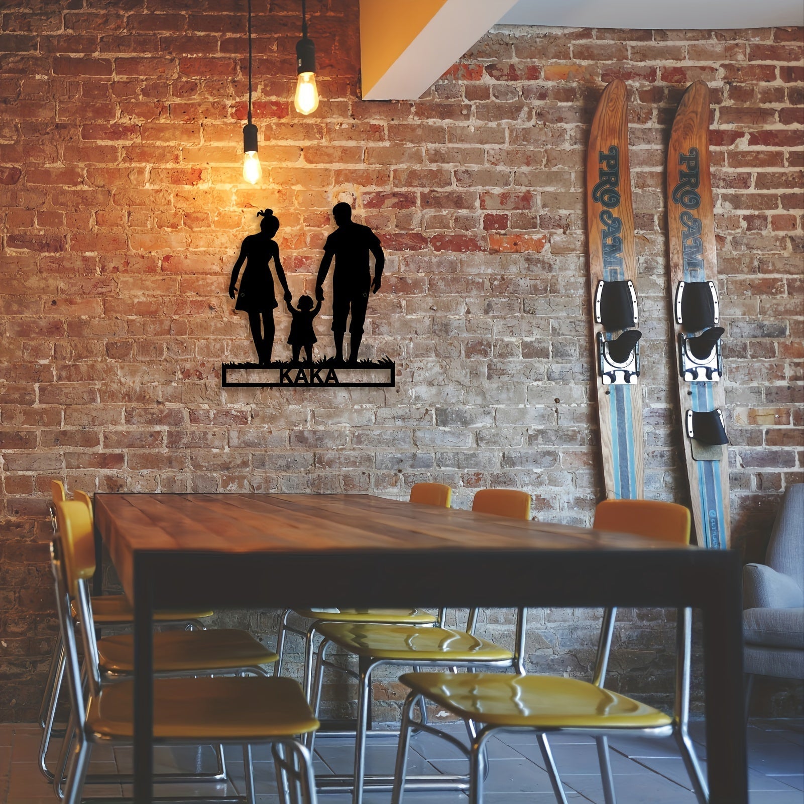 Personalized Black Iron Monogram Wall Art Family Silhouette for Home Decor