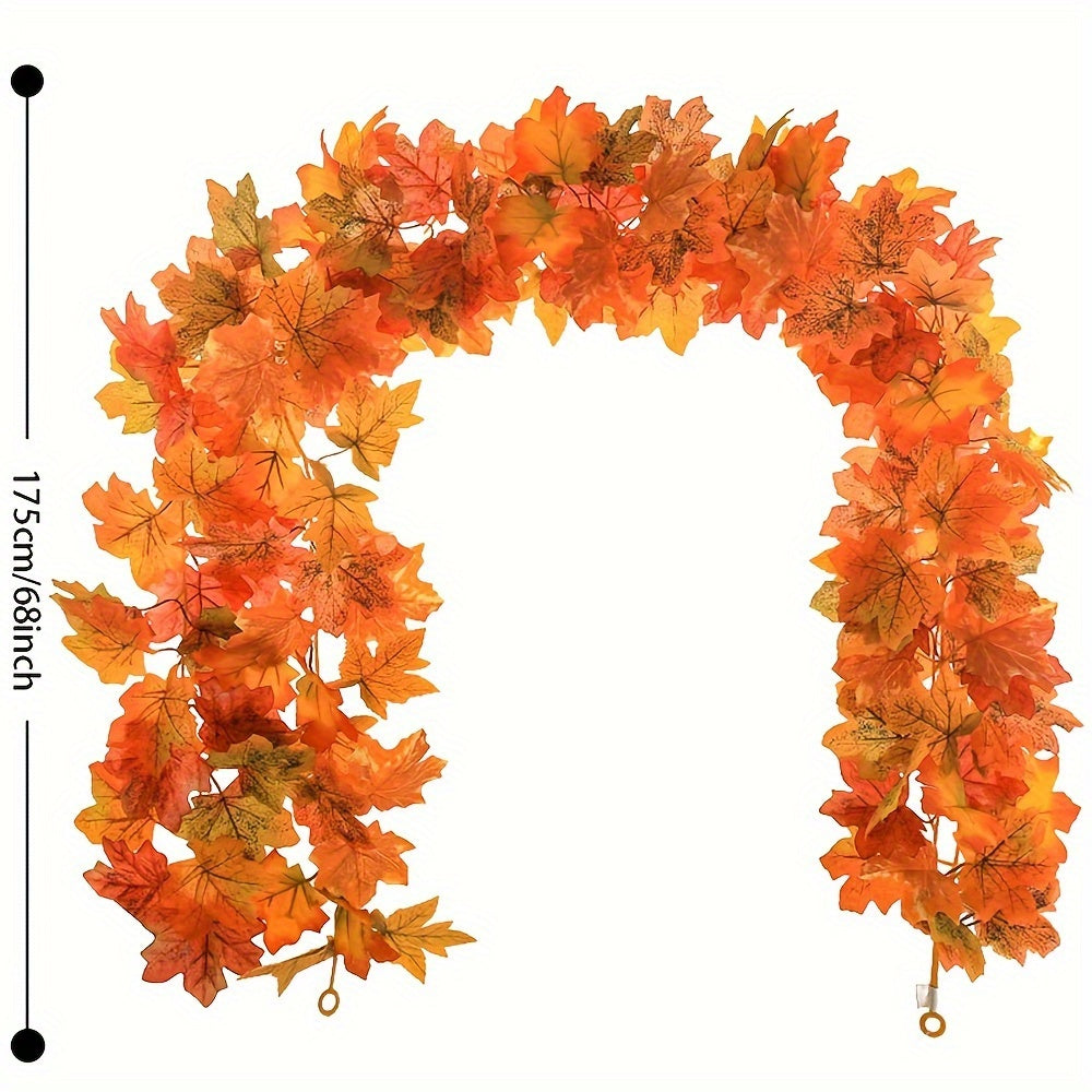 Festive Autumn Leaf Wreath Artificial Maple Red Ivy Garland for Home Garden Decor
