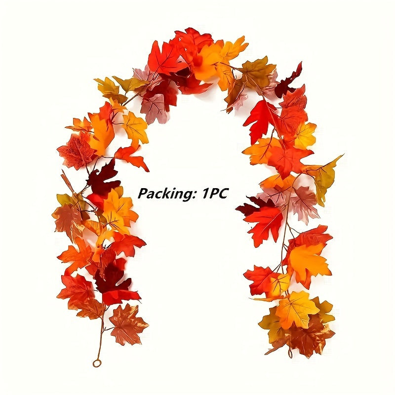 Festive Autumn Leaf Wreath Artificial Maple Red Ivy Garland for Home Garden Decor