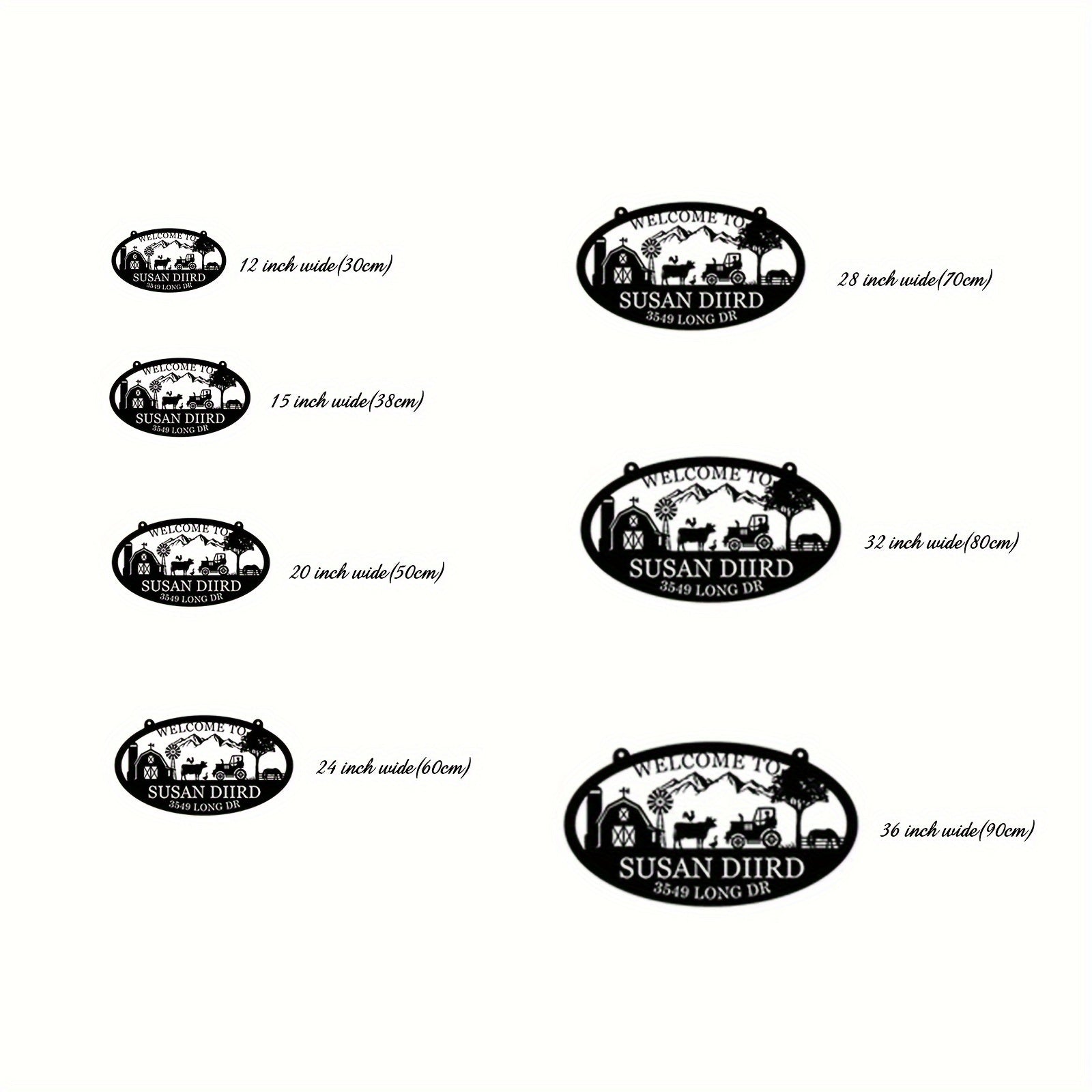 Shaxsiylashtirilgan Qora Metall Fermer Uyi Belgisi Ot va Fermerlik Elementlari bilan - Tashqi, Darvoza yoki Uy Devori Dekoriga Moslashtirilgan - Qishloq Hayoti Uchun Mukammal Sovg'a