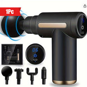 Portable Body Massage Gun with LED Screen 4 Replaceable Heads Rechargeable 1200mAh Battery Black Gold