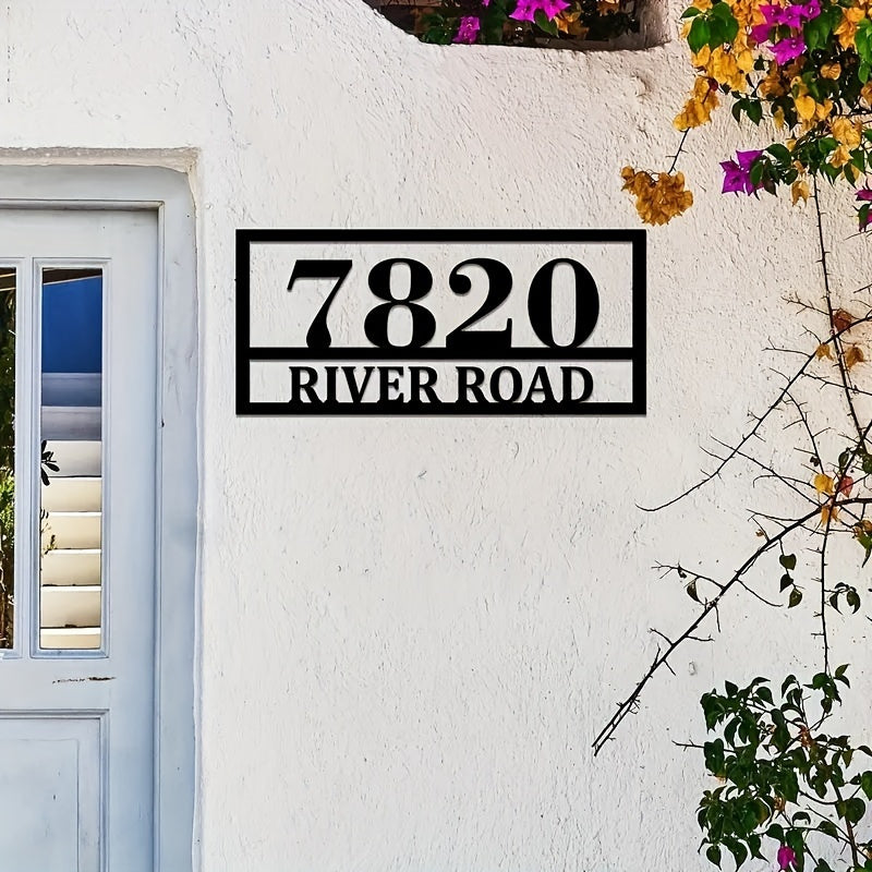 Personalized House Number and Street Name Door Hanger Metal Address Sign Outdoor Wall Plaque Housewarming Gift