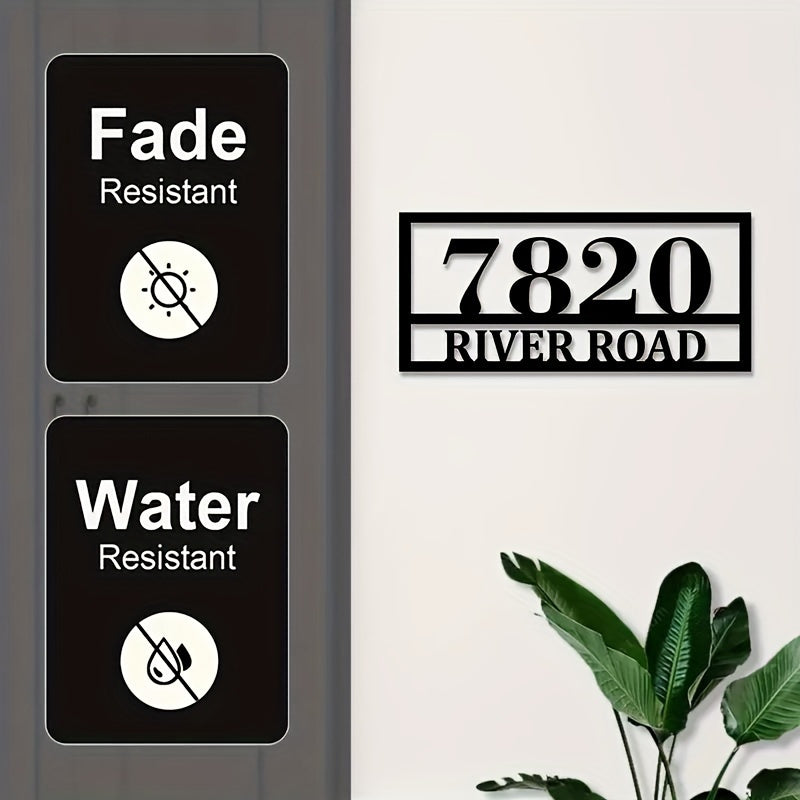 Personalized House Number and Street Name Door Hanger Metal Address Sign Outdoor Wall Plaque Housewarming Gift