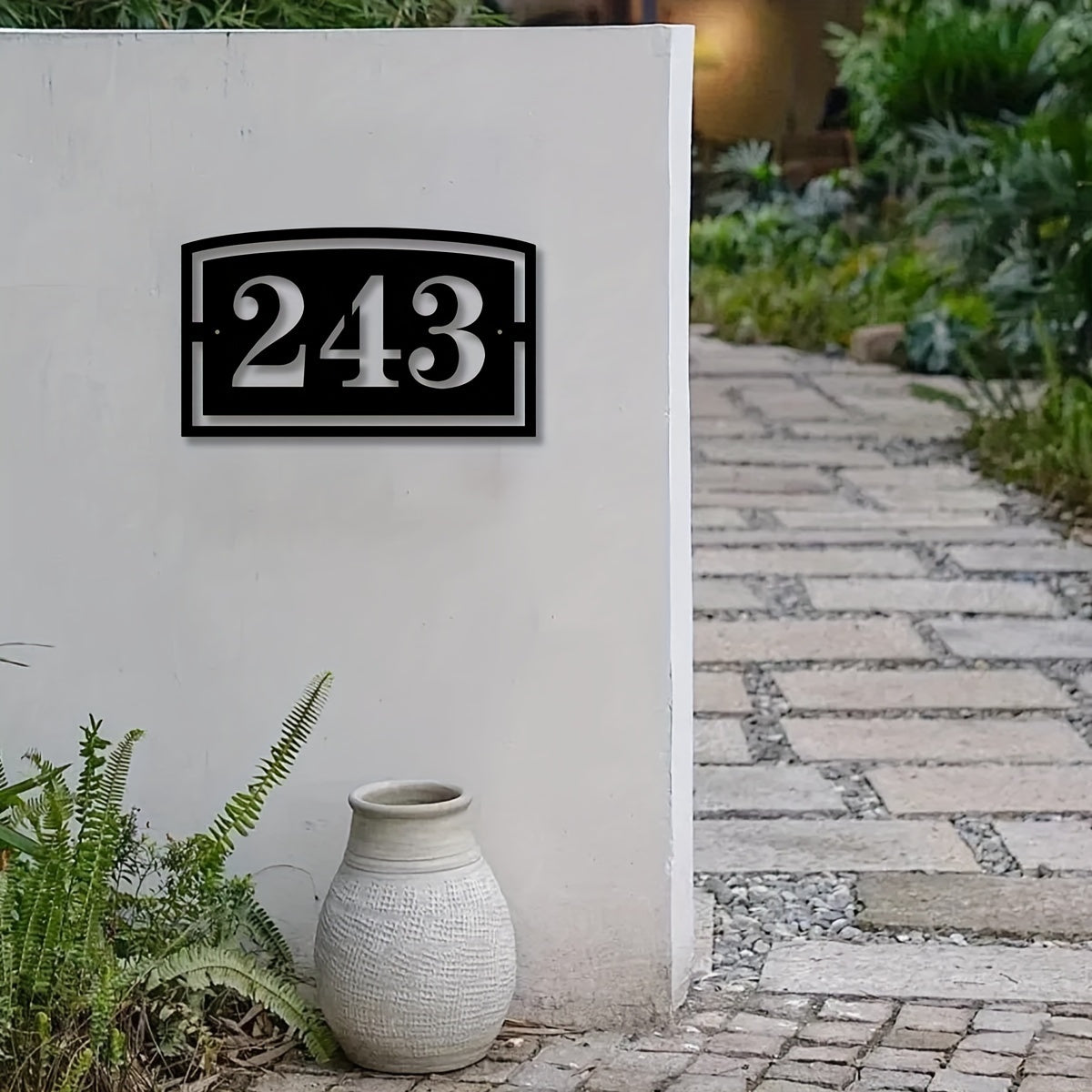 Black Iron House Number Sign Weatherproof Wall Mount Address Plaque with Custom Street Name