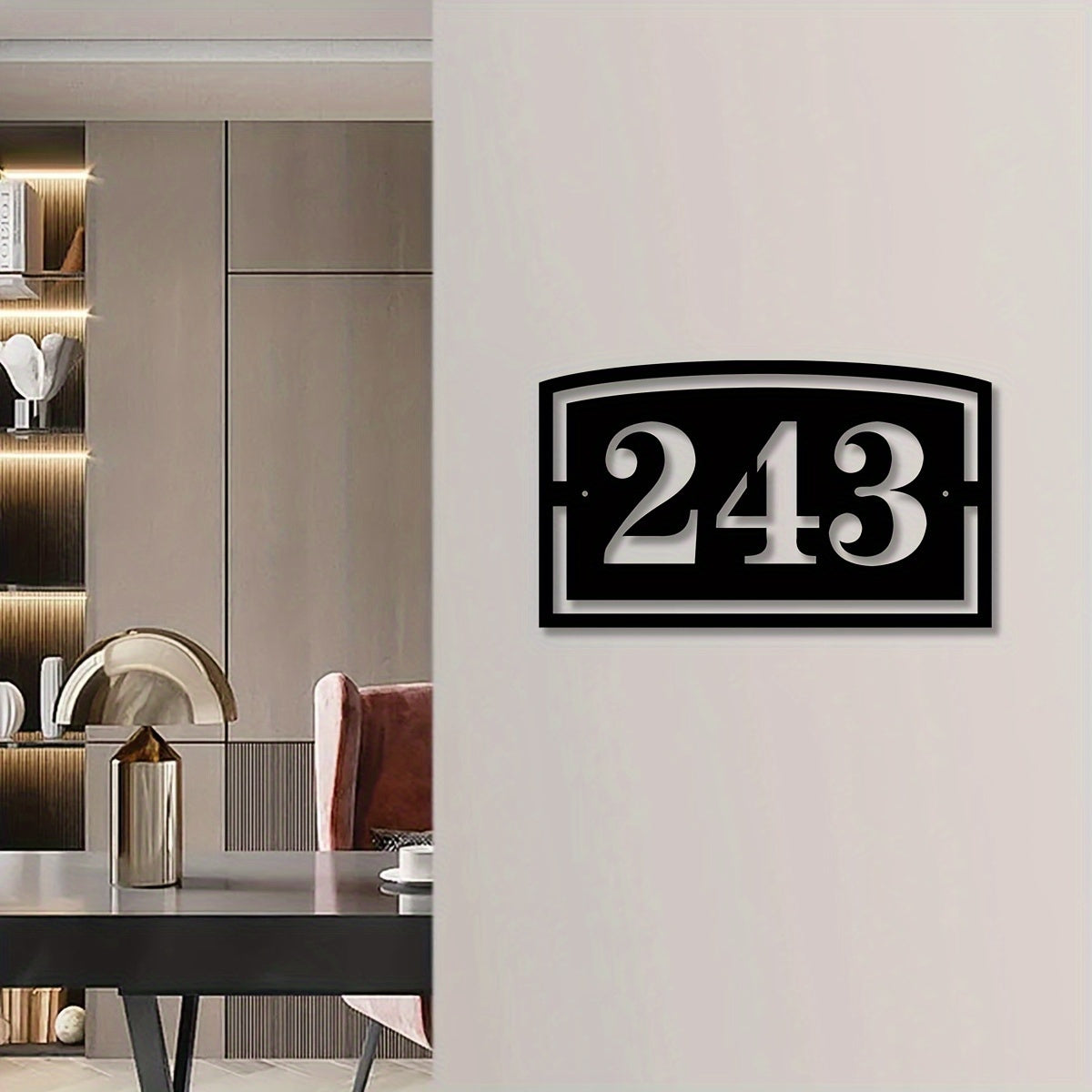 Black Iron House Number Sign Weatherproof Wall Mount Address Plaque with Custom Street Name