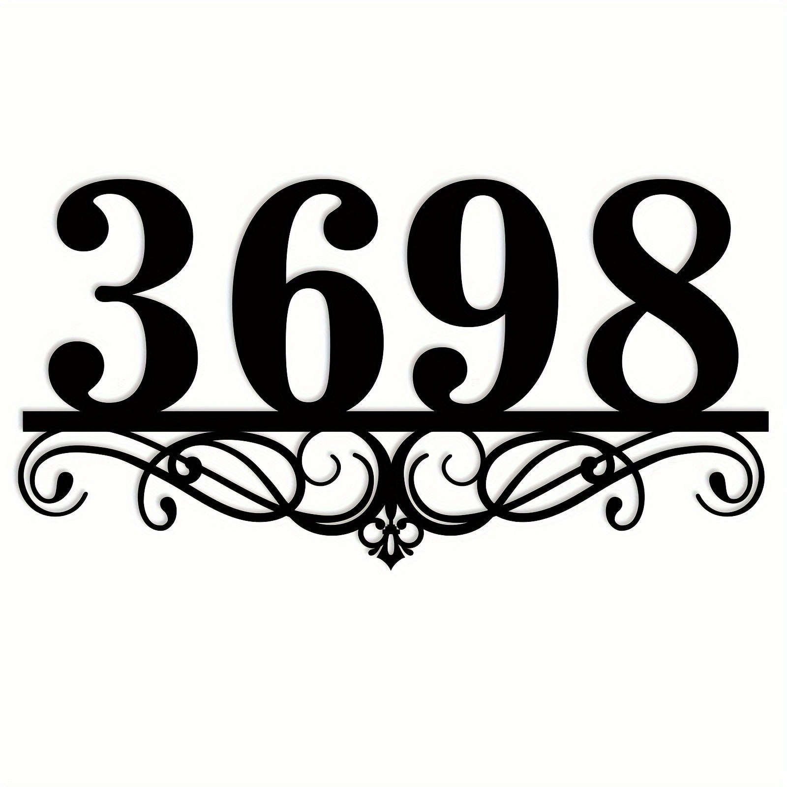 Black Iron House Number Sign Weatherproof Rust-Resistant Outdoor Plaque for Lawn Garden