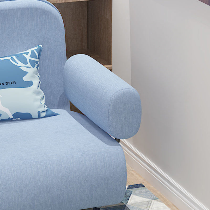 Blue Multifunctional Sofa Bed with Foldable Design Linen Fabric for Home Office Guest Room
