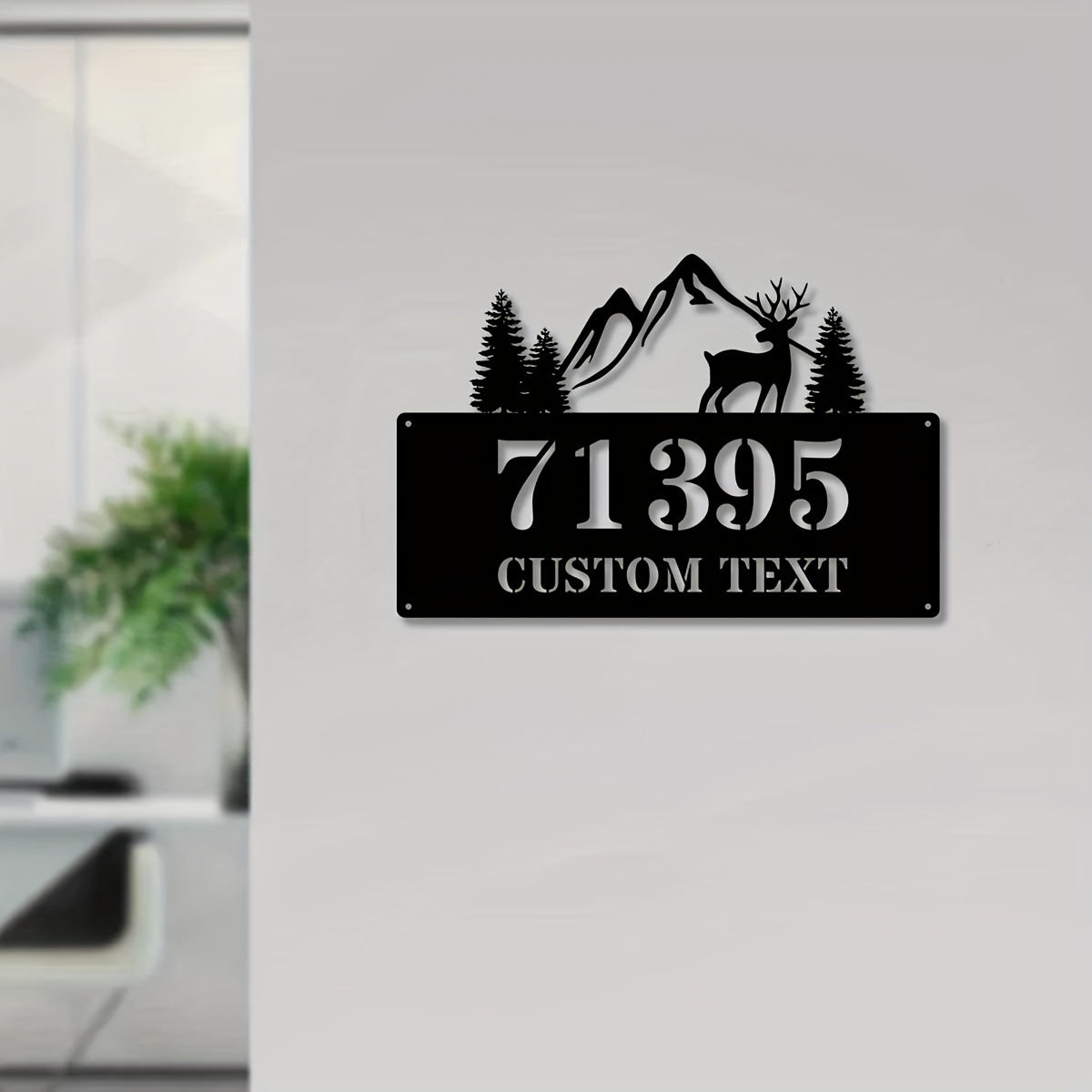 Personalized Metal Address Sign for Wall Outdoor Black Decorative House Number Plaque
