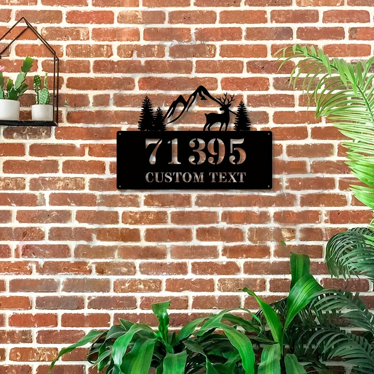 Personalized Metal Address Sign for Wall Outdoor Black Decorative House Number Plaque