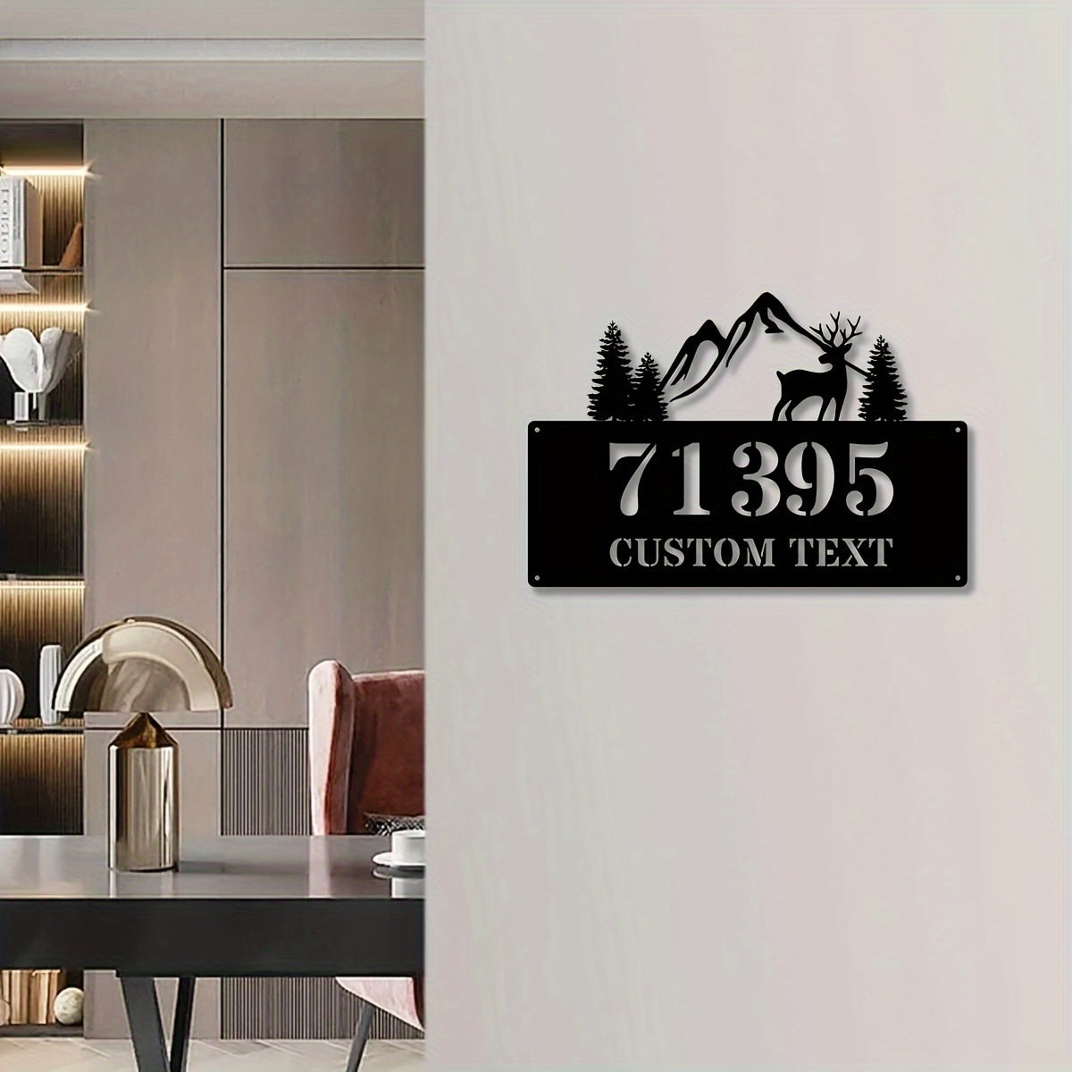 Personalized Metal Address Sign for Wall Outdoor Black Decorative House Number Plaque