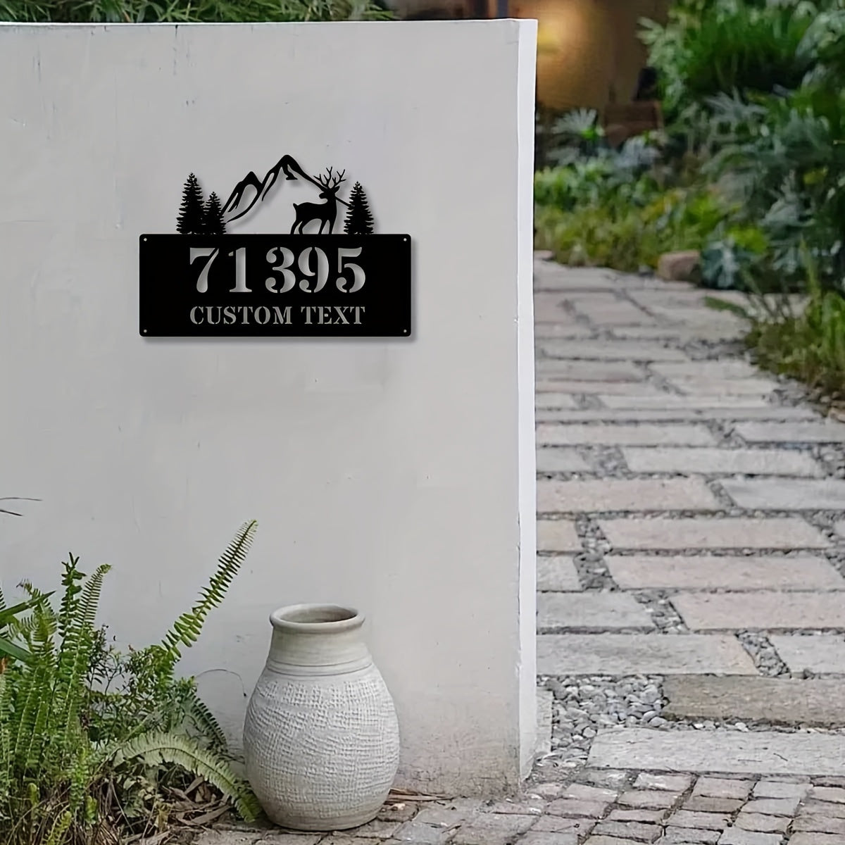 Personalized Metal Address Sign for Wall Outdoor Black Decorative House Number Plaque