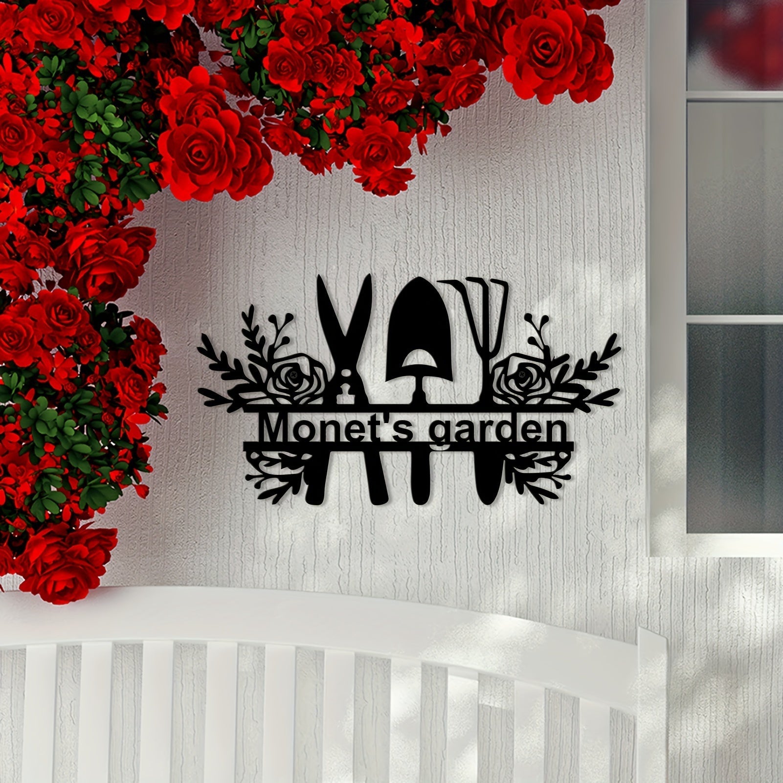 "Shaxsiylashtirilgan Monetning Bog'i Metall Devor San'ati bilan Joyingizni Yaxshilang - Ichki va Tashqi Bezak uchun Qo'l Bilan Yasalgan Rustik Qora Temir Gul Haykali"